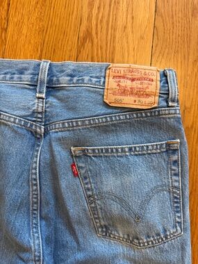 Levi's Blue Denim 505 Straight Jeans with Red Tab